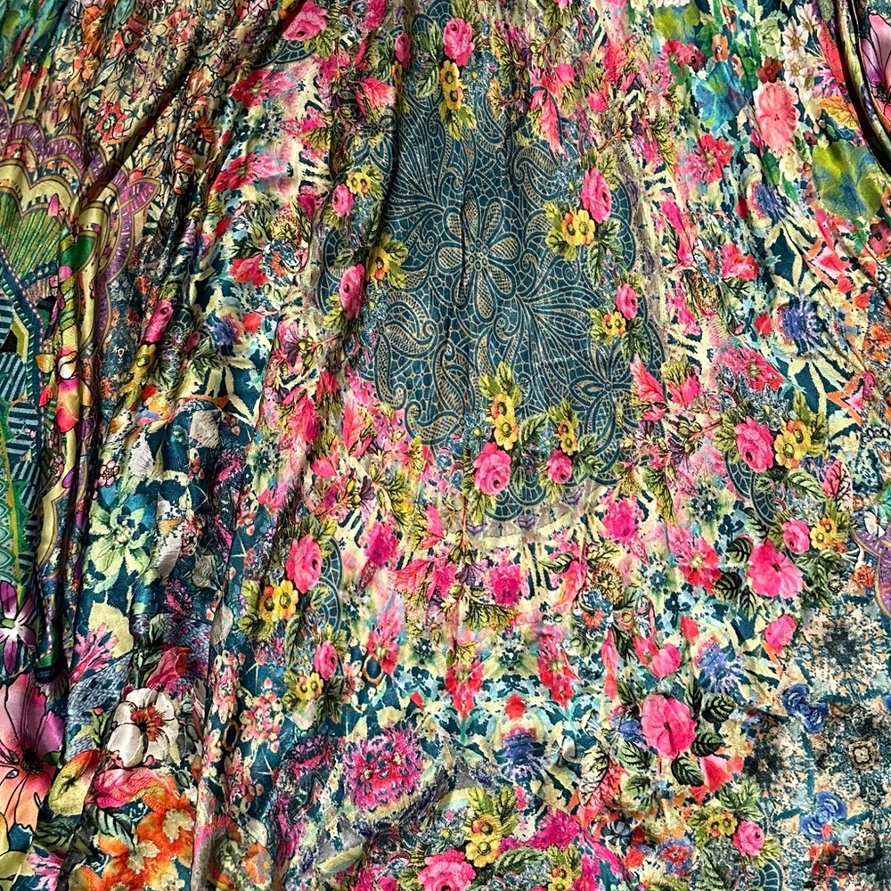 Johnny Was Green Floral Patchwork Maxi Dress - Picture 3 of 8